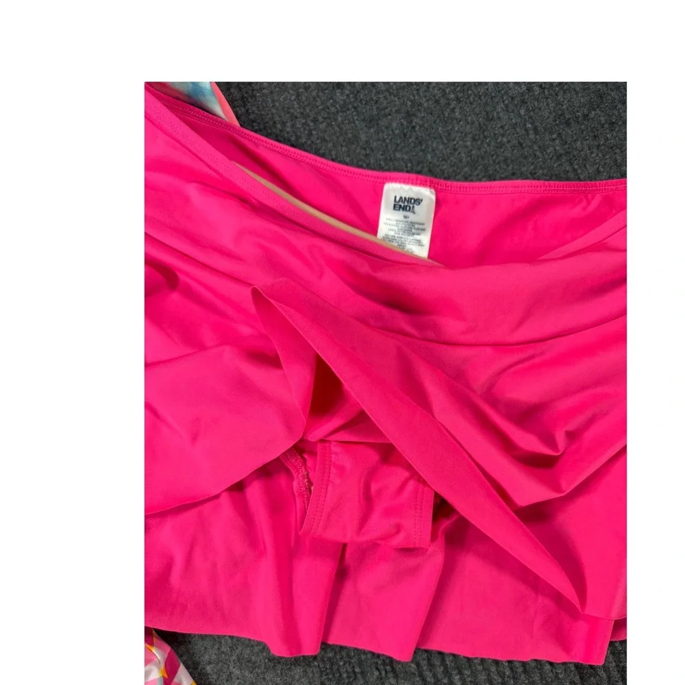 Lands End Girls 3 Piece Swimwear Set Rash Guard and 2 Swim Skirts XL 16 Plus